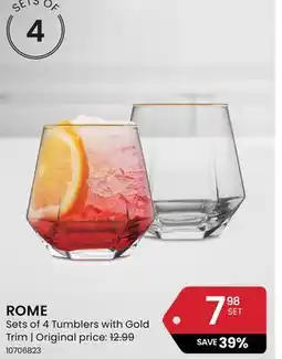 Stokes ROME Sets of 4 Tumblers with Gold Trim offer