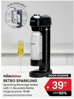 Stokes RETRO SPARKLING Sparkling Beverage Maker with 1 L Reusable Bottle offer