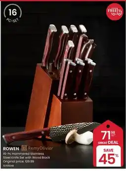 Stokes 16-Pc Hammered Stainless Steel Knife Set with Wood Block offer