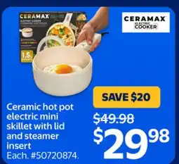 Walmart Ceramax Ceramic hot pot electric mini skillet with lid and steamer insert offer