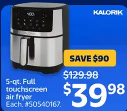 Walmart KALORIK 5-qt. Full touchscreen air fryer offer