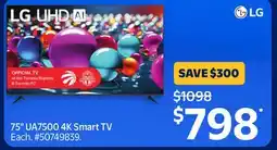 Walmart LG 75 UA7500 4K Smart TV offer