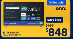 Walmart 85 4K Roku TV offer