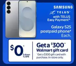 Walmart Samsung Galaxy S25 postpaid phone offer