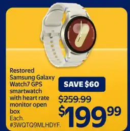 Walmart Restored Samsung Galaxy Watch7 GPS smartwatch with heart rate monitor open box offer