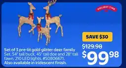 Walmart Set of 3 pre-lit gold glitter deer family offer