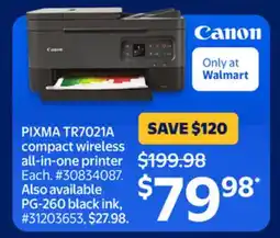 Walmart PIXMA TR7021A compact wireless all-in-one printer offer