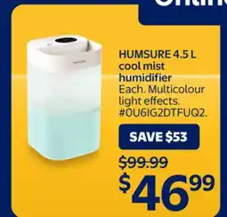 Walmart HUMSURE 4.5 Cool Mist Humidifier offer