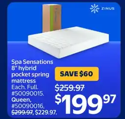 Walmart Spa Sensations 8 Hybrid Pocket Spring Mattress offer