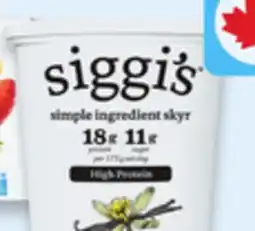 Walmart Siggi's Skyr 650 g - 750 g yogurt offer