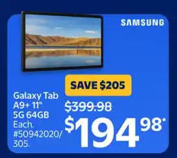 Walmart SAMSUNG Galaxy Tab A9+ 11 5G 64GB offer