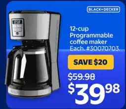 Walmart BLACK+DECKER 12-cup Programmable coffee maker offer