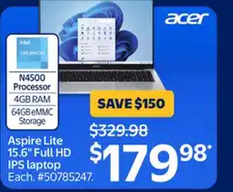 Walmart Aspire Lite 15.6 Full HD IPS laptop offer