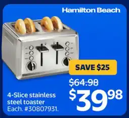 Walmart Hamilton Beach 4-Slice Stainless Steel Toaster offer