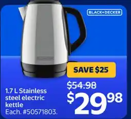 Walmart 1.7 L Stainless steel electric kettle offer