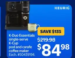 Walmart K-Duo Essentials single-serve K-Cup pod and carafe coffee maker offer