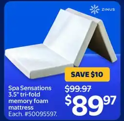 Walmart Spa Sensations 3.5 tri-fold memory foam mattress offer