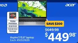 Walmart Aspire 3 15.6 laptop offer