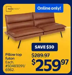 Walmart Mainstays Pillow top futon offer