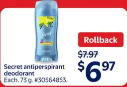 Walmart Secret antiperspirant deodorant offer