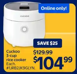 Walmart Cuckoo 3-cup rice cooker offer