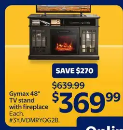 Walmart Gymax 48 TV stand with fireplace offer