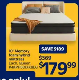 Walmart 10 Memory foam hybrid mattress offer