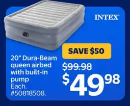 Walmart Intex 20 Dura-Beam queen airbed with built-in pump offer