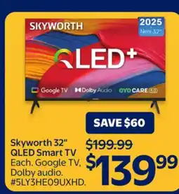 Walmart Skyworth 32 QLED Smart TV Each. Google TV, Dolby audio offer