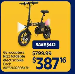 Walmart Gyrocopters Rizz foldable electric bike offer