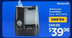 Walmart Honeywell Warm mist humidifier offer