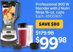 Walmart Ninja Professional 900 W blender with 2 Nutri Ninja 16-02. cups offer