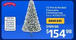 Walmart 7.5' Pre-lit flocked Frisco pine Christmas tree offer