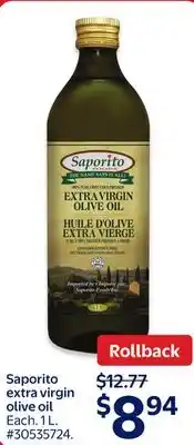 Walmart Saporito Extra Virgin Olive Oil offer
