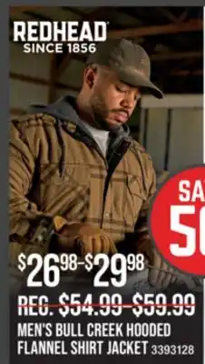 Cabela's REDHEAD MEN'S BULL CREEK HOODED FLANNEL SHIRT JACKET offer