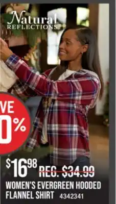 Cabela's WOMEN'S EVERGREEN HOODED FLANNEL SHIRT offer