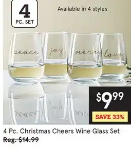Kitchen Stuff Plus 4 Pc. Christmas Cheers Wine Glass Set offer