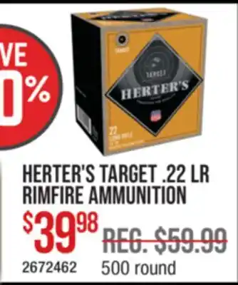 Cabela's HERTER'S TARGET .22 LR RIMFIRE AMMUNITION offer
