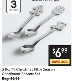Kitchen Stuff Plus 3 Pc. TY Christmas Fifth Season Condiment Spoons Set offer