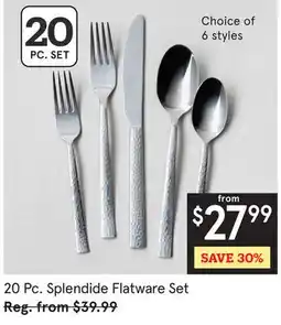 Kitchen Stuff Plus 20 Pc. Splendide Flatware Set offer