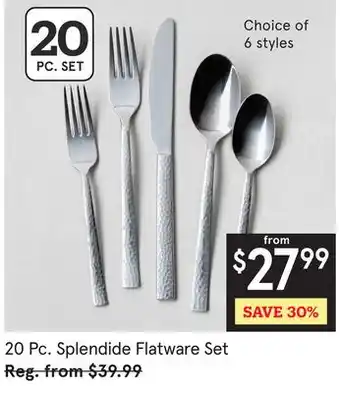 Kitchen Stuff Plus 20 Pc. Splendide Flatware Set offer