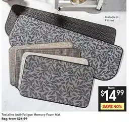Kitchen Stuff Plus Textaline Anti-Fatigue Memory Foam Mat offer