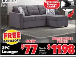 Surplus Furniture Hugo Charcoal 2Pc Lounger offer