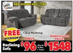 Surplus Furniture Foreside Charcoal Reclining Sofa offer