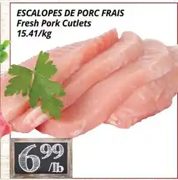 Supermarché PA ESCALOPES DE PORC FRAIS | Fresh Pork Cutlets offer