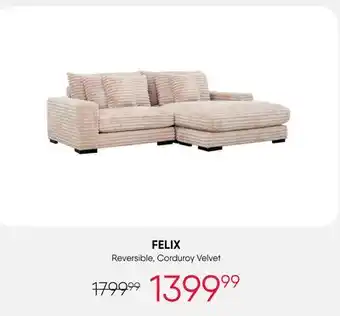 Meubles RD Felix - Corduroy Velvet Sectional with Reversible Chaise offer
