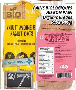 Supermarché PA PAINS BIOLOGIQUES AU BON PAIN | Organic Breads offer