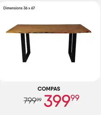 Meubles RD Compas - Rectangular Solid Wood Dining Table 67 offer