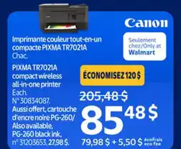 Walmart Canon PIXMA TR7021A compact wireless all-in-one printer offer