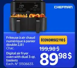 Walmart Chefman Digital air fryer over with dual 3-qt. baskets offer